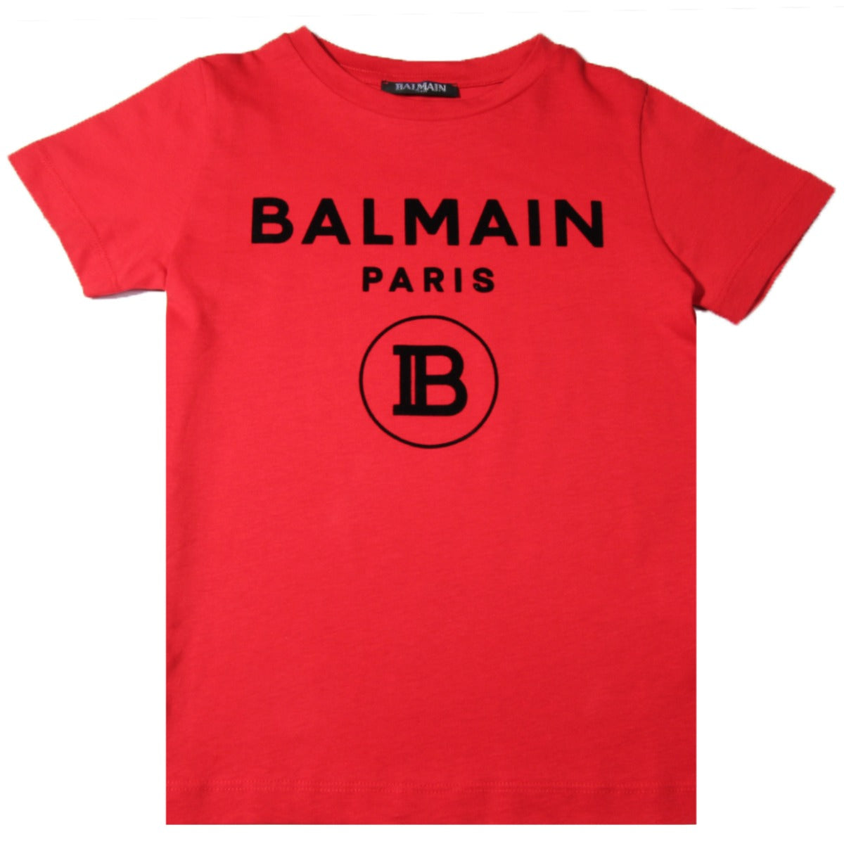 Balmain Paris Red and Black Logo T-shirt