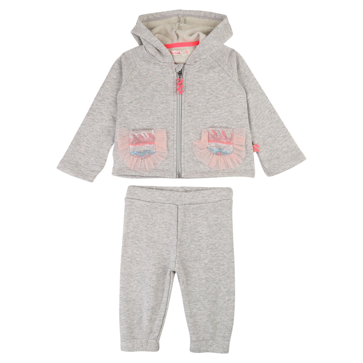 Billieblush Baby Glitter Pockets Grey Tracksuit Front