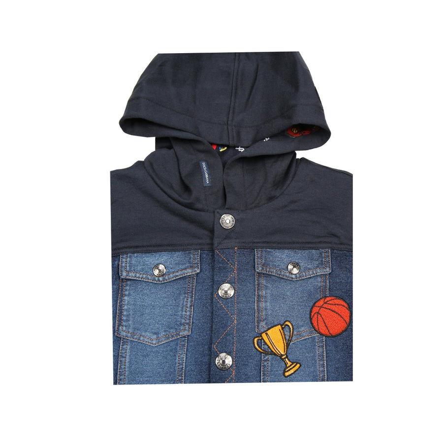 Dolce & Gabbana Kids Sports Denim Hooded Jacket - Retro Designer Wear