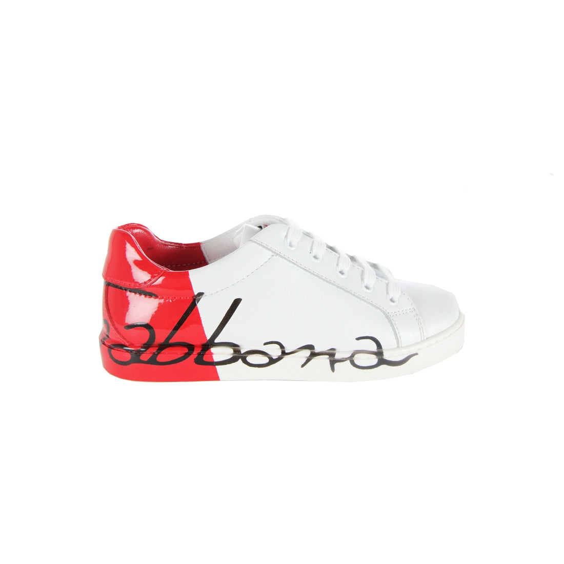 Dolce & Gabbana Kids Red Heel White Trainers - Retro Designer Wear