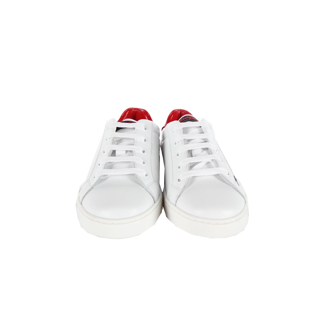 Dolce & Gabbana Kids Red Heel White Trainers - Retro Designer Wear