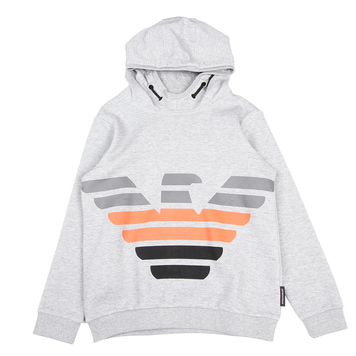 Armani Junior Eagle Logo Printed Grey Hoodie Front