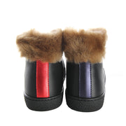 Gucci Kids Fur Black Leather High Top Trainers back 