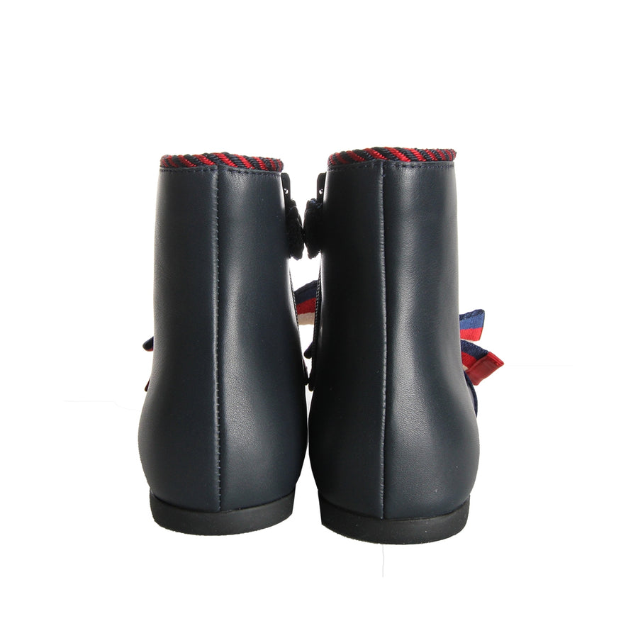 Gucci Girls Navy Leather Bow Ankle Boots back 