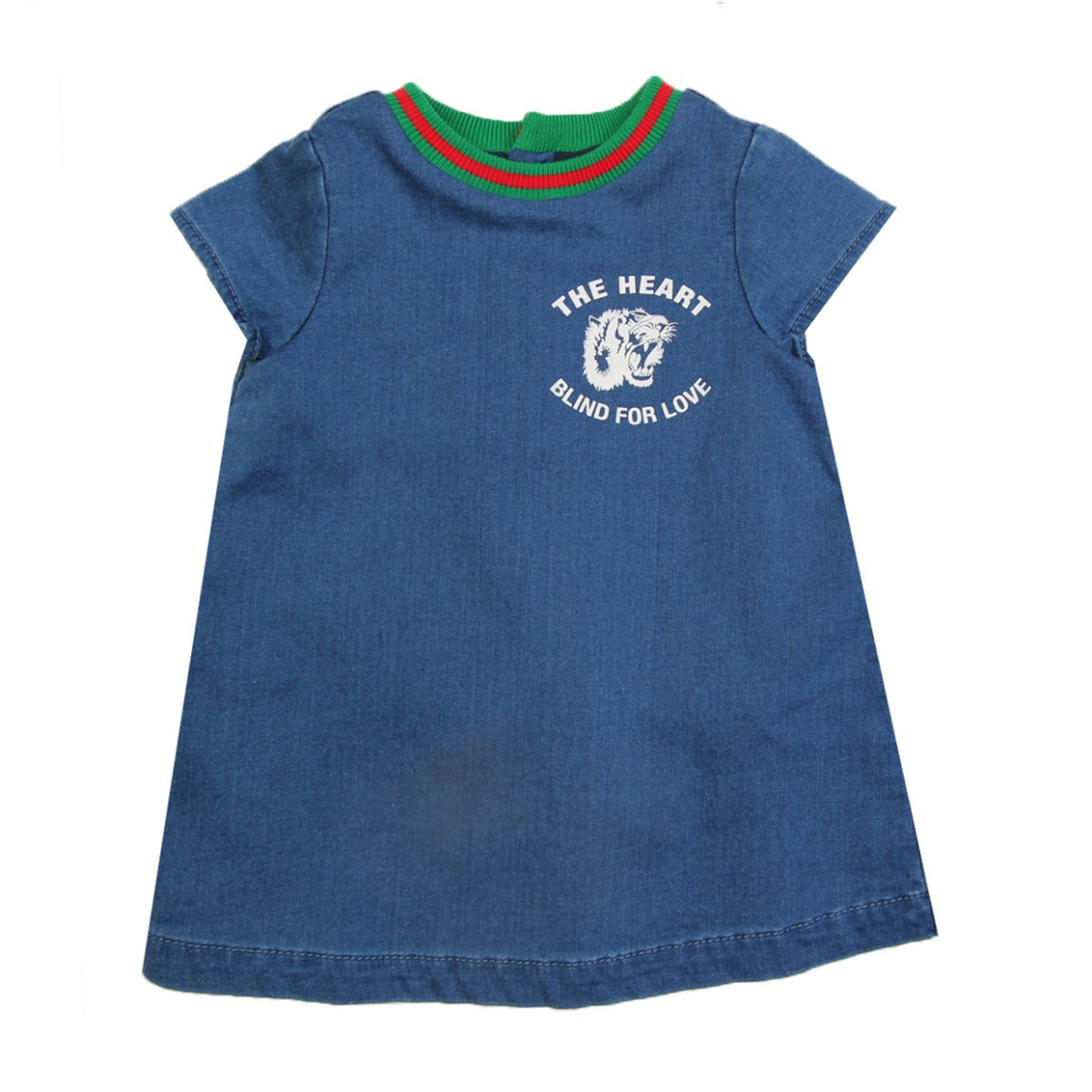 Gucci Baby Girl Denim Effect Fleece Dress Front 
