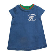 Gucci Baby Girl Denim Effect Fleece Dress Front 