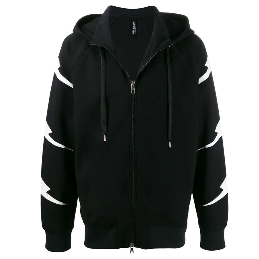 Neil Barrett Black Tigerbolt Hooded Sweatshirt Front 