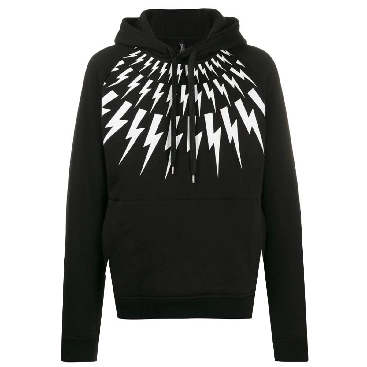 Neil Barrett Black Fair-isle Thunderbolt Pullover Hoodie front 