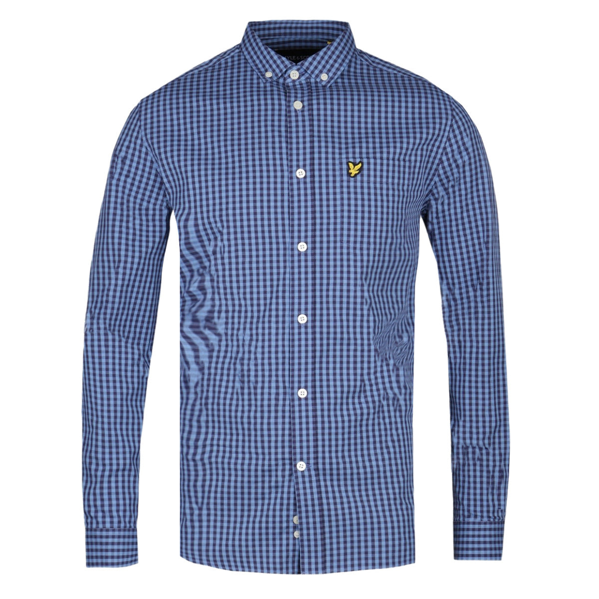 Lyle & Scott Navy Slim Fit Gingham Shirt front 