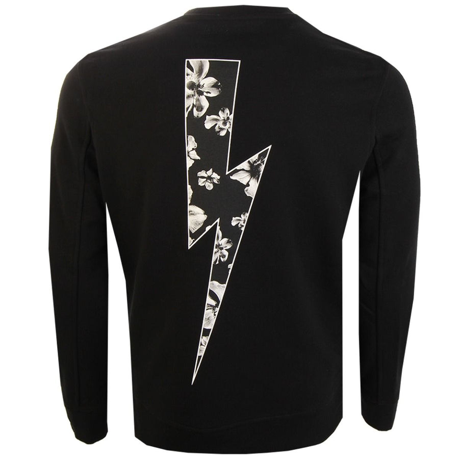 Neil Barrett Floral Thunderbolt Wing Black Sweatshirt
