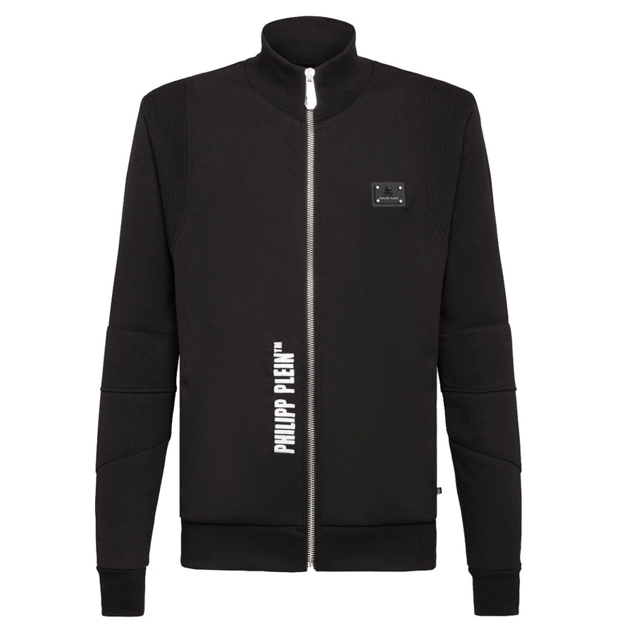 Philipp Plein Black Quilted Detail Jogging Jacket front 