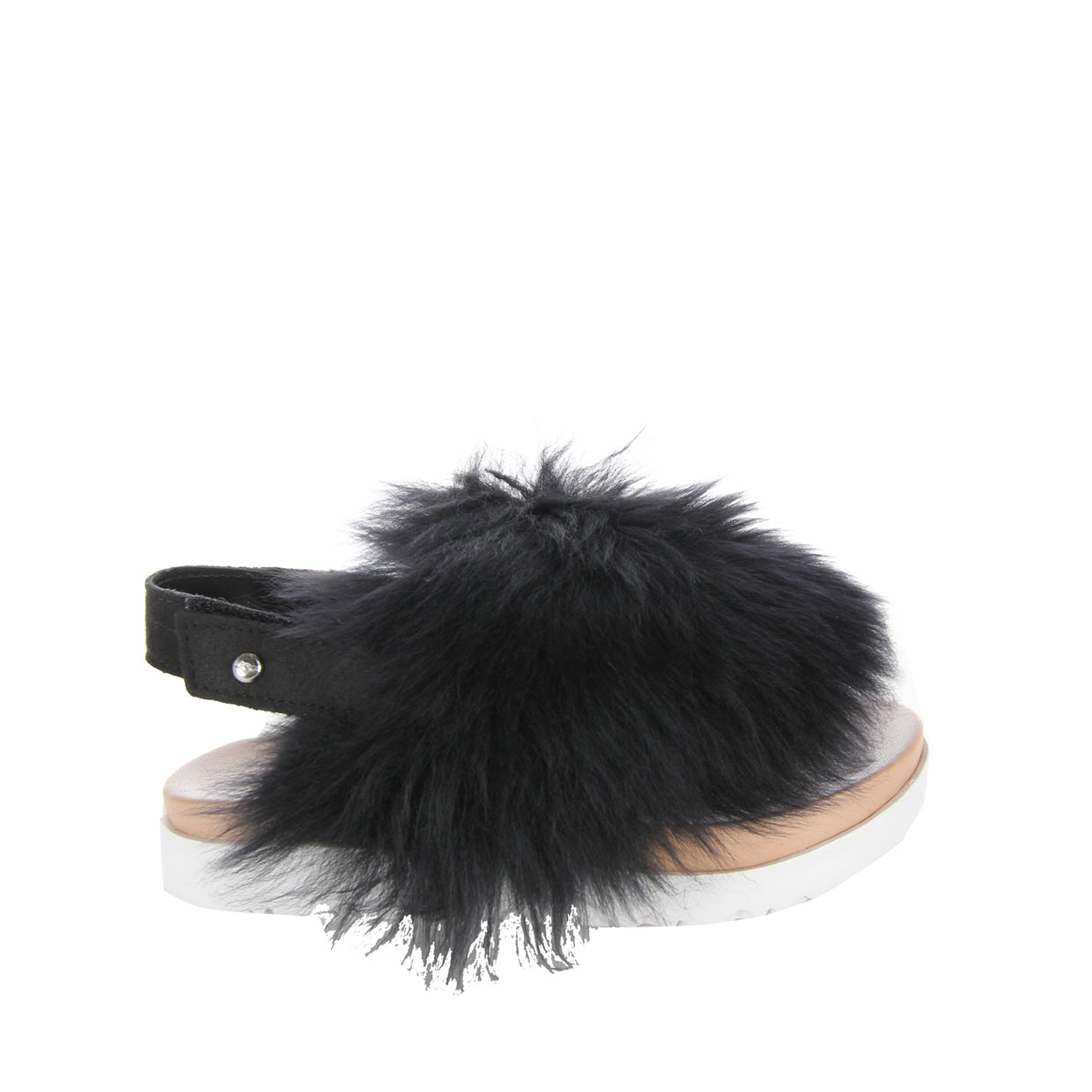 UGG Kids Black Fluffy Holly Sandal Side 1