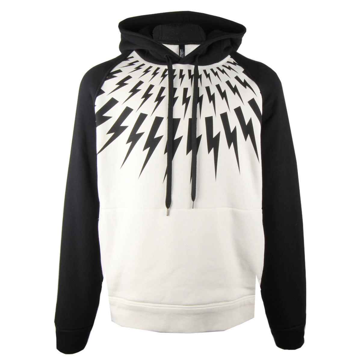 Neil Barrett Black Fair-isle Thunderbolt Hoodie front 
